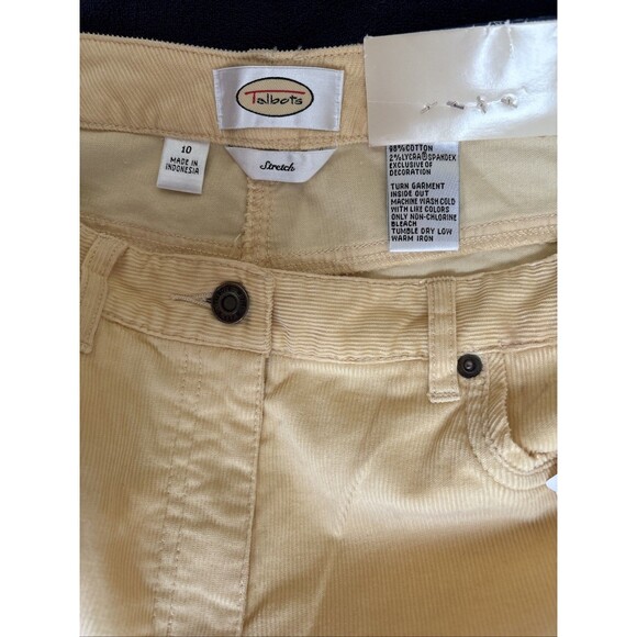 NWT Ladies Talbots Pale Yellow Mid Rise Boot Cut Stretch Corduroy Pants Size 10 - Picture 2 of 8